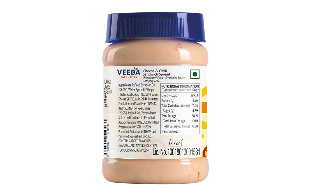 Veeba Cheese & Chilli Sandwich Spread   Plastic Jar  275 grams